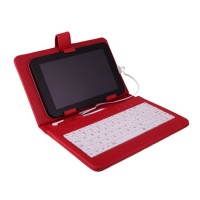 HDE® Red Hard Cover Case with Keyboard for 7 Tablet