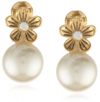 Anne Klein Baby's Breath Gold-Tone Pearl Clip Button Earrings