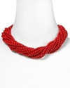 Nod to natural influences with this multi-strand coral bib necklace from Carolee. Its bold and beaded look instantly enlivens every neckline.