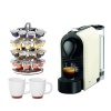 Nespresso U-C50 Espresso Machine in Pure Cream w/ 2 Piece 12 oz. Halo Bistro Wide Body Coffee Cup and Nifty Nespresso Coffee Carousel