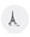 Set the table with a new point of view. Etched with the Eiffel Tower, the Paris accent plate adds European charm to the understated elegance of Tin Can Alley dinnerware.