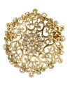 A swirling design offers a snowstorm of loveliness. This Jones New York box pin features glistening accents on a golden base. Crafted in gold tone mixed metal. Approximate length: 2 inches. Includes gift box.