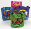 12 PEACE SIGN Canvas TOTE Bags/HIPPIE/60s RETRO/8.5/Dozen BIRTHDAY PARTY FAVORS