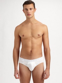 The classic brief profile in a smaller fit with the softest feel imaginable. Pack of 3 (includes white, black, grey) Logo waistband 95% cotton/5% spandex Machine wash Imported 