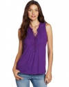 Calvin Klein Jeans Women's Pintuck Tank Top, Violet Ultra, Large