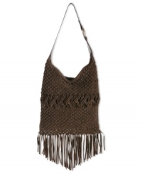 Your inner hippie-chic is calling. Answer it with this boho-fabulous design from Lucky Brand that lends a laid-back look to any outfit. Fun fringe and macramé adorn the outside, while the inside offers a safe haven for wallet, phone, makeup case and any other little extras.