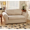 Stretch Suede Separate Seat Loveseat Slipcover (Box Cushion) Fabric: (As Shown) Oatmeal