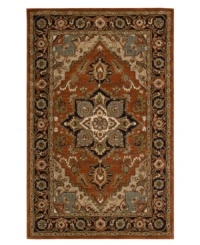 A bold, yet traditional pattern, this Nourison rug features a design that melds classic Persian design with sophisticated, rich color. With its opulent 100% natural wool construction, this yarn-dyed and meticulously hand-tufted rug offers a beautiful accent to traditional home décor. (Clearance)