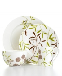 A thoroughly modern beauty, the Garden Glimmer cereal bowl from Martha Stewart Collection balances smart and striking design with a stylized botanical pattern in ultra-sturdy porcelain. (Clearance)