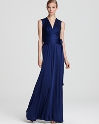 A long and lithe silhouette lends a streamlined look to Issa London's tie-waist maxi.