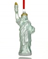 Take a piece of the big city wherever you're headed this holiday with a molded glass ornament depicting New York's Statue of Liberty.