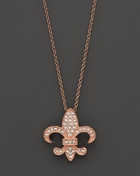 Diamonds set in a 14K. rose gold fleur-di-lis.