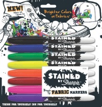 Stained by Sharpie Brush Tip Fabric Markers, 8 Colored Markers (1779005)