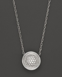 Pavé diamonds sparkle in a sterling silver medallion. By John Hardy, from the Classic Chain Kepang Collection.