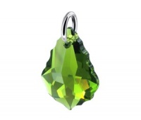 Sterling Silver Baroque Shape Multi faceted Olivine Crystal Drop 25mm x 12mm Pendant Made with Swarovski Elements