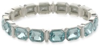 Anne Klein Be Jeweled Silver-Tone Deep Aqua Colored Stretch Bracelet, 7.5