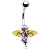 Silver 925 Gold Pink Angelic Guardian Angel Belly Ring MADE WITH SWAROVSKI ELEMENTS