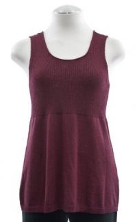 Eileen Fisher Cranberry Ribbed Release Scoop Neck Tank Shell X-Small