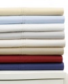 Dream in luxury. The Huntley fitted sheet from Lauren Ralph Lauren boasts soft 450-thread count cotton percale for a look and feel that will keep you cozy night after night. Comes in an array of hues that range from bold to muted.