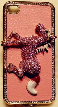 iPhashon 3D PINK HORSE Leather Bling Case for iPhone 4 & iPhone 4S HIGH QUALITY Crystals Cover by iPhashon