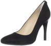 Calvin Klein Women's Whinnie Shimmer Suede Pump,Black,7.5 M US