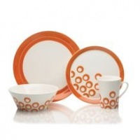 Mikasa Circle Chic 4-Piece Dinnerware Set, Orange