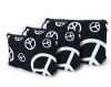 Peace Sign Print 3 Piece Cosmetic Makeup Bag Set Black and White