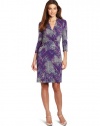 Kenneth Cole Women's Tweedy Ikat Print Pleated Dress