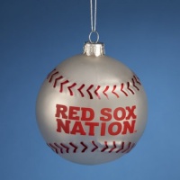 MLB Boston Red Sox Nation Glass Baseball Christmas Ornament 3.25