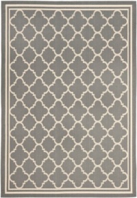 Area Rug 6x9 Rectangle Transitional Anthracite - Beige Color - Safavieh Courtyard Rug from RugPal