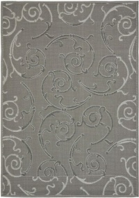 Area Rug 6x9 Rectangle Transitional Anthracite - Light Grey Color - Safavieh Courtyard Rug from RugPal