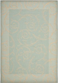 Area Rug 6x9 Rectangle Transitional Aqua - Cream Color - Safavieh Courtyard Rug from RugPal