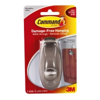 Command Timeless Large Plastic Hook with Metalic Brushed Nickel Finish