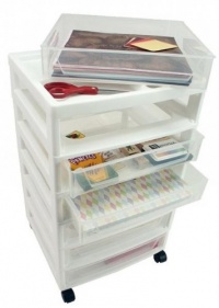 Iris Scrapbook Chest with Organizer Top - Six Drawers - 15 22/25 x 14 1/4 x 26 3/4 inches - White