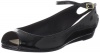 Delman Women's Fern Open-Toe Flat, Black, 8.5 M US