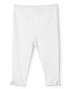 White leggings from Pearls & Popcorn channel laid-back luxe in cozy white cotton with ankle slit detail.