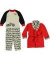 Baby Bunz Boys 2-7 Toddler Motercycle 3 Piece Robe And Pajama Set