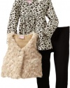 Nannette Baby-Girls Infant 3 Piece Leopard Vest Set, Tan, 24 Months