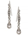 Long on style, these glistening linear earrings from 2028 bring needed dazzle with teardrop glass stones. Crafted in silver tone mixed metal. Approximate length: 2 inches.