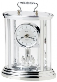 Amesbury II Silver Finish 8 1/4 High Bulova Carriage Clock