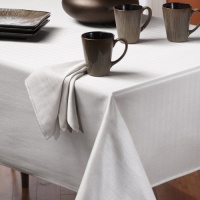 Benson Mills Romance Herringbone Fabric Tablecloth, White, 52-Inch-by-70-Inch