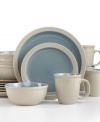 A simple two-tone glaze in durable stoneware gives the Mali dinnerware set the versatility you crave. With four place settings in slate and stone. From Thomson Pottery.