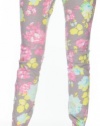 (AS1602) Dollhouse Juniors Rose Illussion Pastel Floral Print Skinnies in Gray/Pink Floral Size: 7