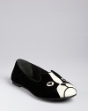 These smoking flats are an homage to the French Bulldog, and possibly even cuter; by MARC BY MARC JACOBS. Surprisingly neutral, they are a fun alternative to basics-and an absolute must for Frenchie owners.