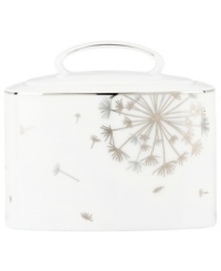 Wish come true. kate spade new york combines timeless platinum-banded bone china with shimmering mica dandelions in this irresistible sugar bowl from the Dandy Lane dinnerware collection.