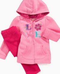 As the hoodie says, she will love this cozy and cute fleece set by Kids Headquarters.