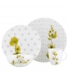 Lenox Simply Fine mixes artsy florals with an array of funky dot designs in the eclectic and dreamy Watercolors Citrus place settings. Crafted in sleek and casual bone china, each piece features a sophisticated palette of gray, white and olive for a fresh, modern statement. (Clearance)