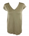 Piazza Sempione Womens Linen Knit Vneck Cap Sleeve Top