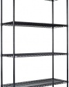 Alera SW504818BL Industrial Wire Shelving Starter Kit, 4 Shelves, 48w x 18d x 72h, Black