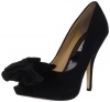 Badgley Mischka Women's Maribelle Peep-Toe Pump, Black Suede, 8.5 M US